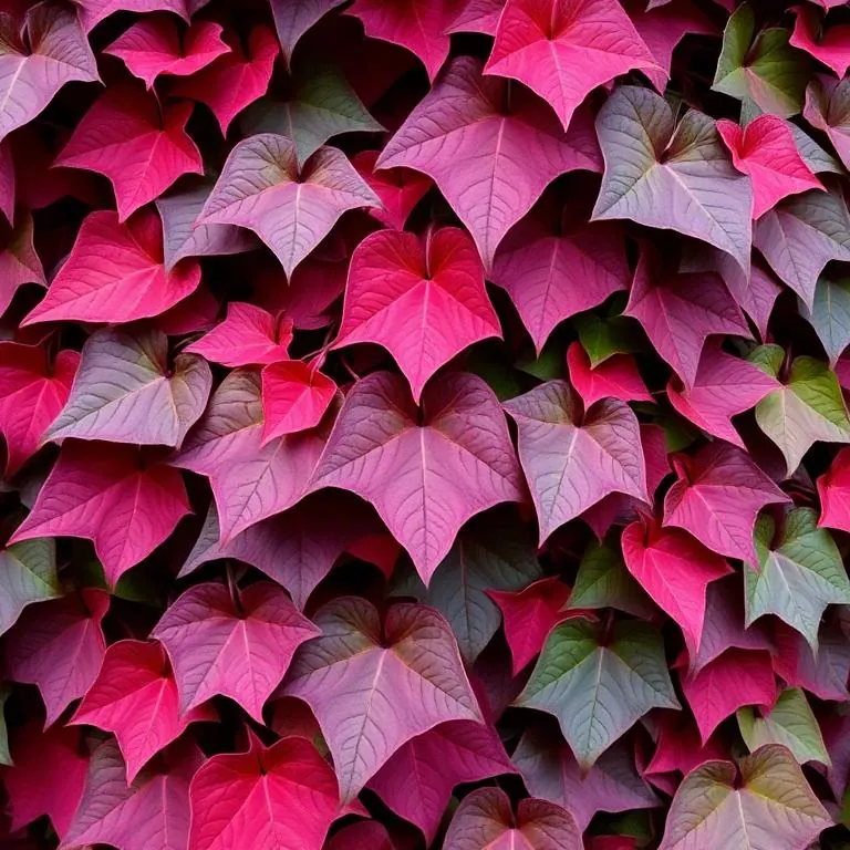Vigne vierge japonaise Parthenocissus tricuspidata avec des feuilles d'automne rouge vin couvrant un mur