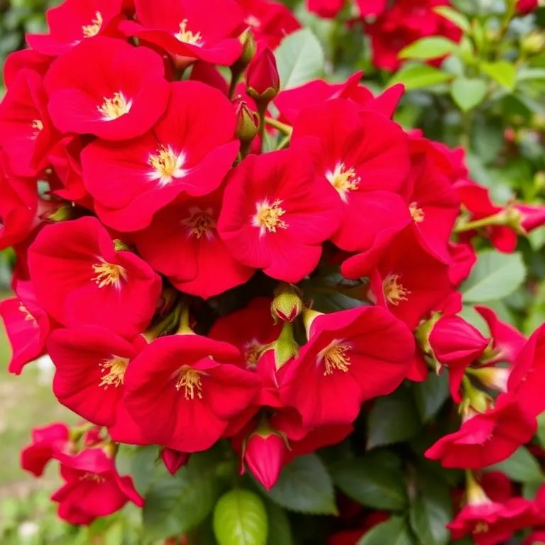 Rosier grimpant rouge Rosa 'Paul Scarlet' avec des fleurs rouge vif et un feuillage vert